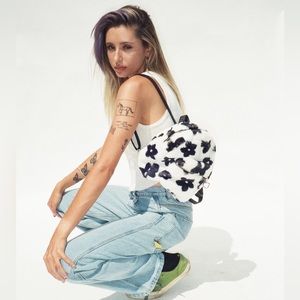 Lolita Jade Flower Fur Mini Backpack